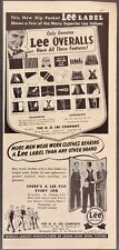 1950 Magazine Ad Genuine Lee Overalls Work Clothes 