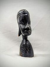 Vintage Bust African Sculpture Solid Wood Carving Woman Figure Art Artwork Tribe picture