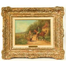 Original Antique JOHN SANDERSON-WELLS English Equestrian Rider Oil Painting picture