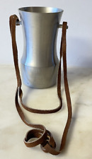 Poole Pewter Drinking Cup Leather Strap Medieval Renaissance Skeet Vessel VTG picture
