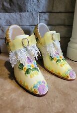 Antique Ceramic Shoe, Large Yellow, Floral with Rhinestones and Lace. Qty 2 picture