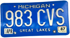 Michigan 1987 Auto License Plate Vintage Man Cave Garage Wall Decor Collector picture