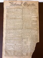 Original Antique 1792 National Gazette Newspaper Rare U.S. History By P. Freneau picture