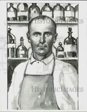 1937 Press Photo Drawing of Manda attendant in prison hospital on Devil's Island picture