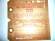1920s Portsmith Times Ohio newspaper payment card Lot of 2 picture