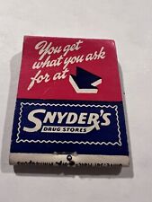 c1940s Snyder’s Drug Stores Advertising Matchbook 20 Strike picture