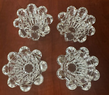 Lot of 4 Reims France Fine Crystal Bubble Design Taper Candlestick Holders Decor picture