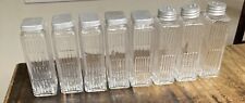 RARE Antique Set of 8 Hoosier RECTANGULAR RIBBED Kitchen Cabinet Spice Jars picture