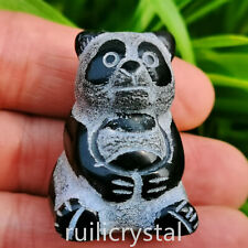 1.5''Natural Obsidian Quartz Hand Carved Panda skull Crystal Healing 1pc picture