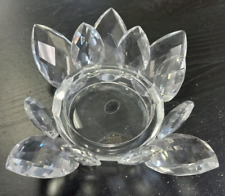 Shannon Crystal Lotus Flower Candle Holder - Vintage 7 3/4