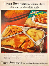 1961 Swanson TV Dinner Print Ad Metal Tray Loin of Pork Mid Century Modern picture