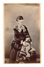 1880s Victorian Woman w/ Dressed Dog Pet CDV Photo picture