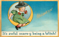 Emobssed Tuck Halloween Postcard The Hallowe'en Series 181 Scare-y Being a Witch picture