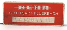 vtg behr stuttgart feuerbach German 2 in metal label tag plate 1812044 H2 picture