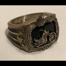 Original vintage Sterling Silver .925 Mens Ring - Motorcycle themed marked BGE picture