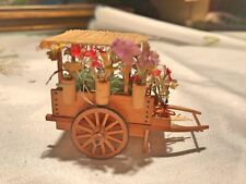 Vintage Japanese Miniature Diorama Flower Cart Edo Taisho Meiji Japan picture