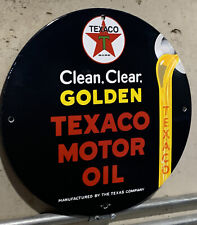 Texaco Golden Motor Oil Pump Enamel Porcelain Gas Sign picture