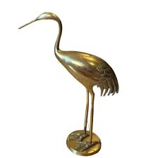Vintage Brass Heron Crane Egret  Ibis Bird Figurine MCM 11.5”Tall Sculpture picture