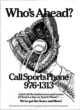VINTAGE 1986 PHONE PROGRAMS, INC. CALL FOR SPORTS SCORES BASEBALL GLOVE PRINT AD picture