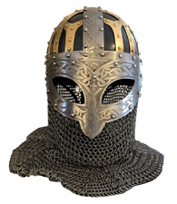 Medieval Collectible Viking chain mail spectacle warrior steampunk Armor helmet picture