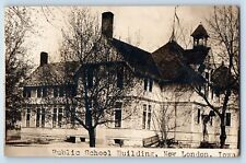 New London Iowa IA Postcard RPPC Photo Public School Building c1910's Antique picture