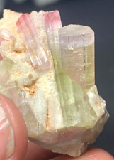 77 Ct Tri Color Tourmaline Crystal Cluster with Feldspar Combine Afghanistan @ picture