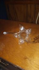 Vtg Hand Blown  Lily Trumpet Flower Art Glass Clear Hollow Stem Bud Vase Epergne picture