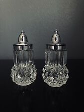 Vintage Rare Clear Heavy Indian Glass Salt & Pepper Shakers 1970  picture