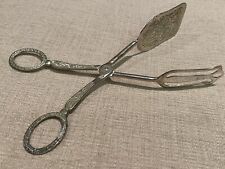 Antique Silverplate Canapé Serving Tongs Hors D'Oeuvres 8.5