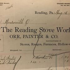Vintage 1893 Receipt The Reading Stove Works Orr Painter and Company picture