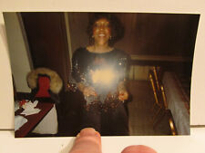VINTAGE FOUND PHOTOGRAPH COLOR ART OLD PHOTO OLDER BLACK WOMAN SPARKLE DRESS PIC picture