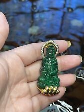 Quan Yin Guanyin Old Jade. 18k real gold. Cẩm Thạch Sơn Thuỷ Cổ 100% Natural picture