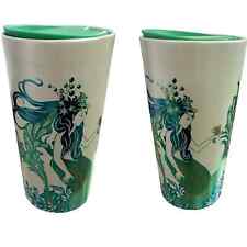 Starbucks 2022 Holiday Iridescent Mint Green Siren Mermaid Ceramic Tumbler 12oz picture