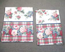 Dan River Flat Sheets Twin & Full Size Cream Red Floral VTG French Cottage Core picture