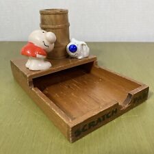 Vintage Ziggy & Fuzz wood Scratch Pad paper & pen holder with ceramic figurines picture