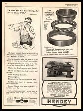 1922 Cooper Hewitt Electric Hoboken NJ Man Shaves With Hand Saw Vintage Print Ad picture