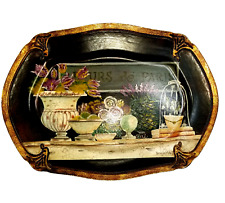 Tam San Hand Painted black small tray French Country 14 x 10 picture
