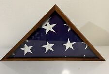 US Flag In Wood Triangle Memorial Case Memorial picture