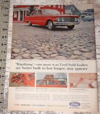 1963 Ford Vintage Print Ad Lincoln Mercury Built Better Cobblestone Street Town picture
