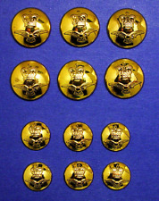 BAILEY BLUE REPLACEMENT BUTTONS 12 SHINY GOLD TONE METAL , GOOD USED CONDITION picture