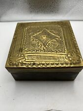 Hand-Crafted Brass Trinket Box 5x5” Square 2.5” Tall Handmade picture