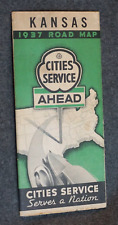 1937 KANSAS Cities Service Road Map picture