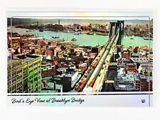 Bird's Eye View of Brooklyn Bridge HOLOGRAPHIC SILVER Postcard GleeBeeCo #BRNW-H picture