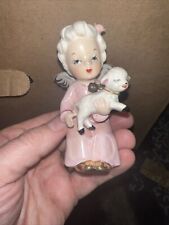 Vintage Fine A Quality Japan Shelf Sitting Angel with Lamb picture