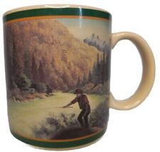 Vintage Eddie Bauer Green Mug Fishing In The Wilderness/Father's Day  picture