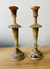 Rare Unique Vintage Art Deco Onyx Candle Holders Set Of Two picture