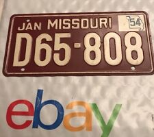 Vintage 1954 MISSOURI D65-808 Bicycle License Plate Wheaties Cereal picture