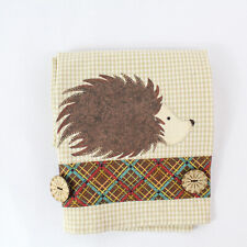 Dunroven House Tea Towel Hedgehog Beige Checked Pattern Autumn Kitchen Decor picture