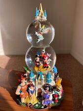 VINTAGE DISNEY Double Snowglobe Disney Castle ALL Main Characters Parade IN BOX picture