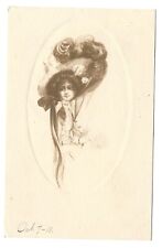 1911 Gibson Girl Huge Fancy Hat Bows Feathers Ribbons Gibson Art Co picture